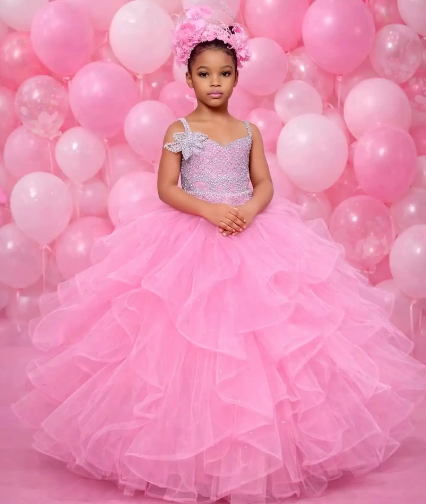 Abiti da damigella rosa personalizzati per matrimonio, con perline, a strati, eleganti, per servizio fotografico, feste di compleanno, eventi formali.