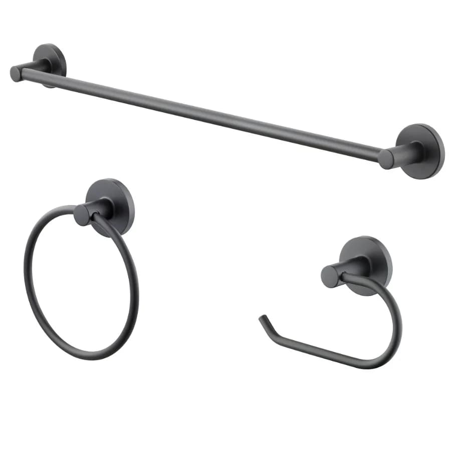 Modern Round 3-Piece Bath Accessory Kit in Matte Black