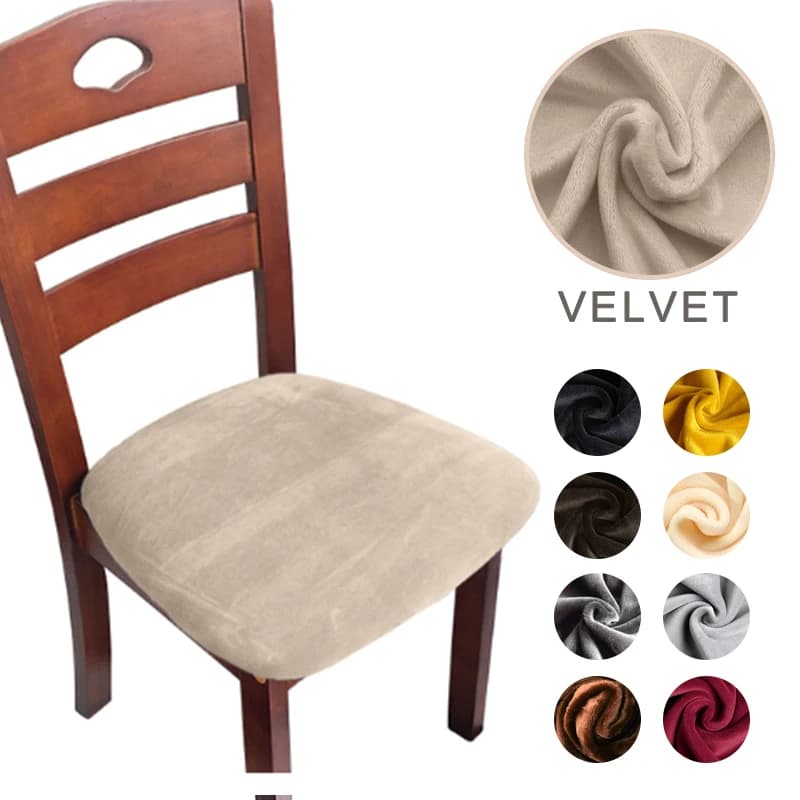 Velvet Fabric Soft Seat Cushion Covers Stretch Washable Spandex Dining Chair Cover Slipcovers For Home Hotel Banquet Living Room