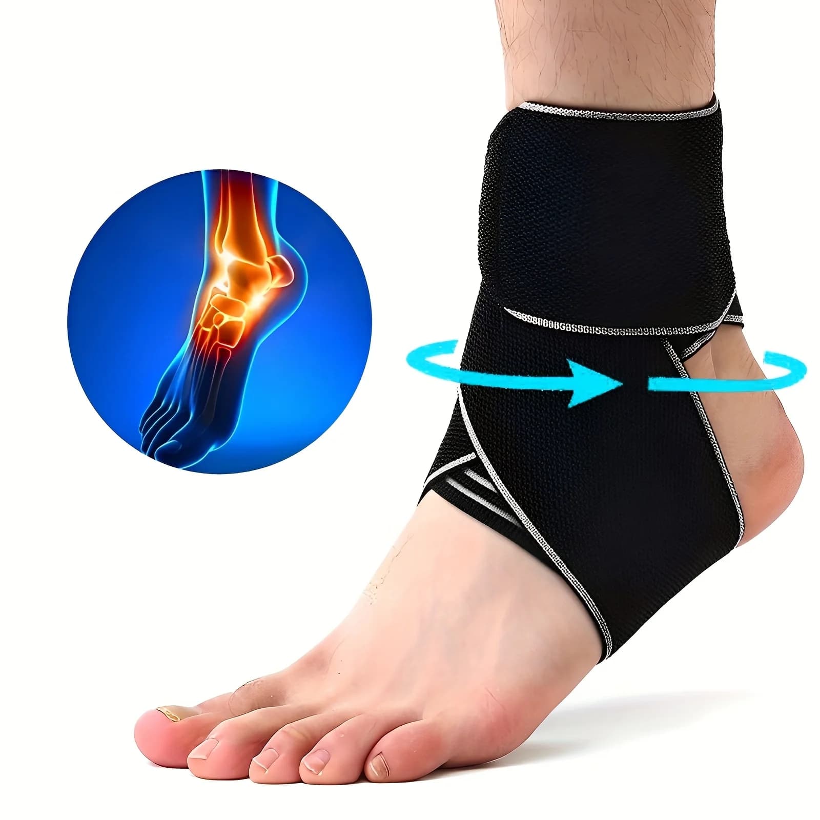 1 piece elastic silicone ankle support, basketball strap, soccer, professional ankle brace, adjustable ankle stabilizer