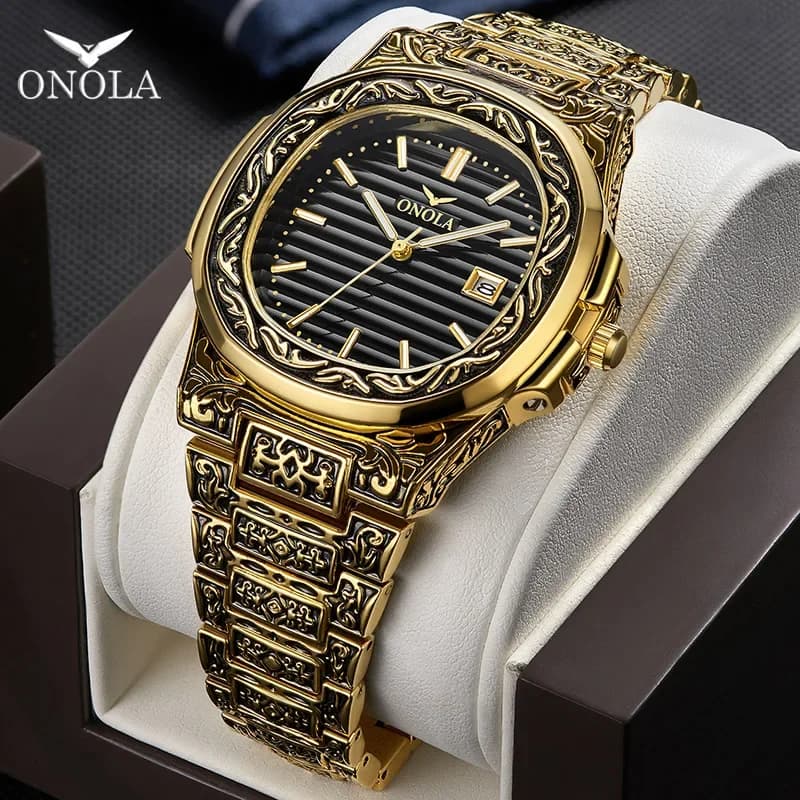 ONOLA 3808 Brand Luxury Classic Watch Male Fashion Cusual Quartz Wrist Best Watch Waterproof Vintage Simple Designer Men Watch