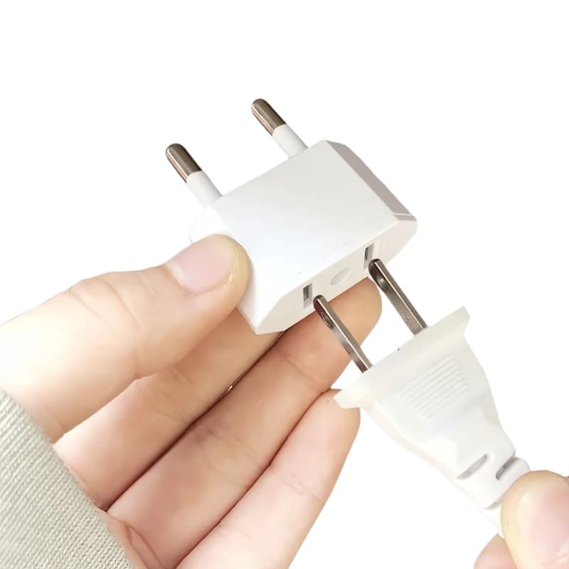 1pcs EU to US 2pin EU to US Plug Adapter, European 2 Pin to American 2 Prong Travel Power Converter Plug