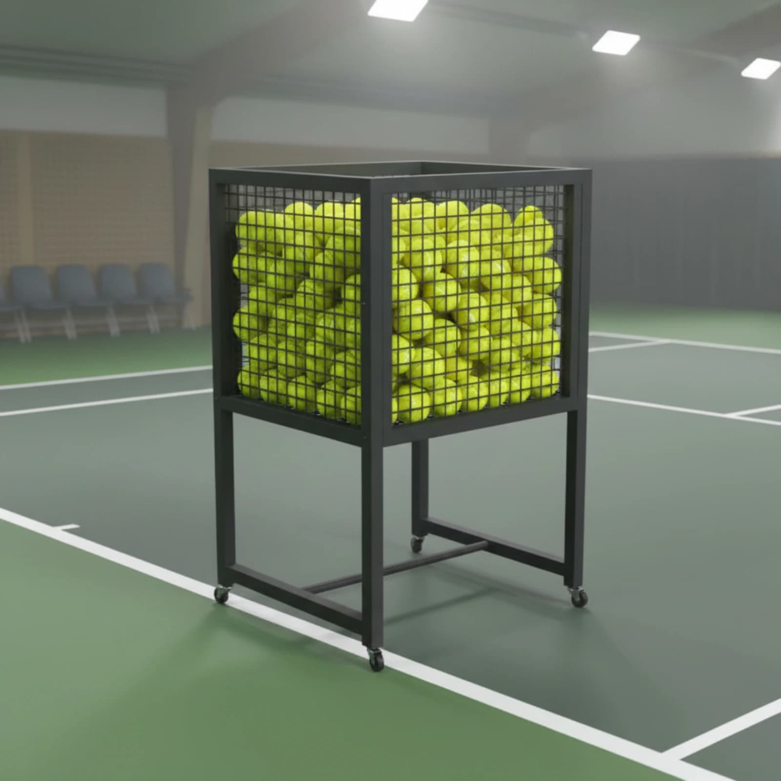 Rolling Tennis Basket Exposed Top Portable Ball Carrier