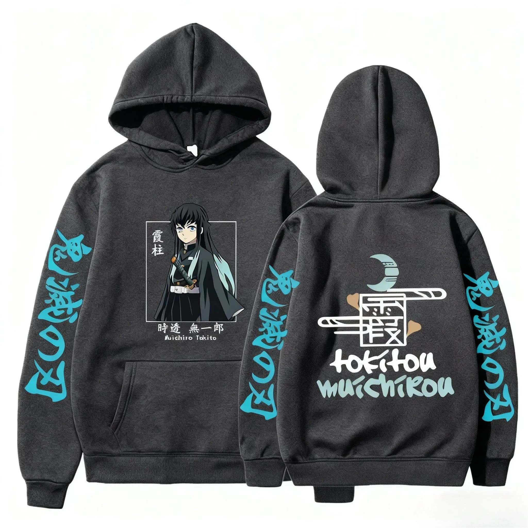 Nuovo Autunno Inverno Anime Demon Slayer Uomini Felpe Plus Size Felpa Harajuku Muichiro Tokito Stampato Pullover Con Cappuccio Y2k Magliette E Camicette