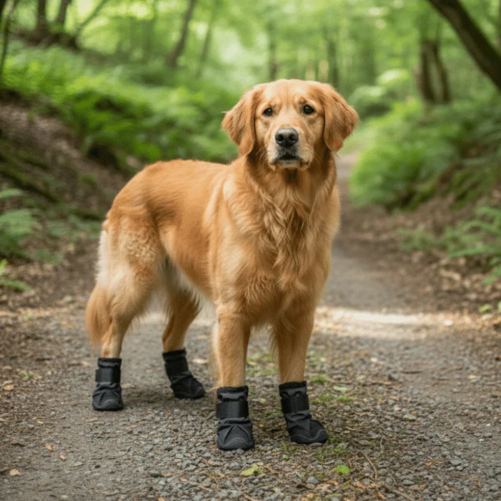 Set di 4 Stivali per Cani Impermeabili e Regolabili, Scarpe Antiscivolo Resistenti all'Usura, Stivali Traspiranti per Pioggia e Escursionismo