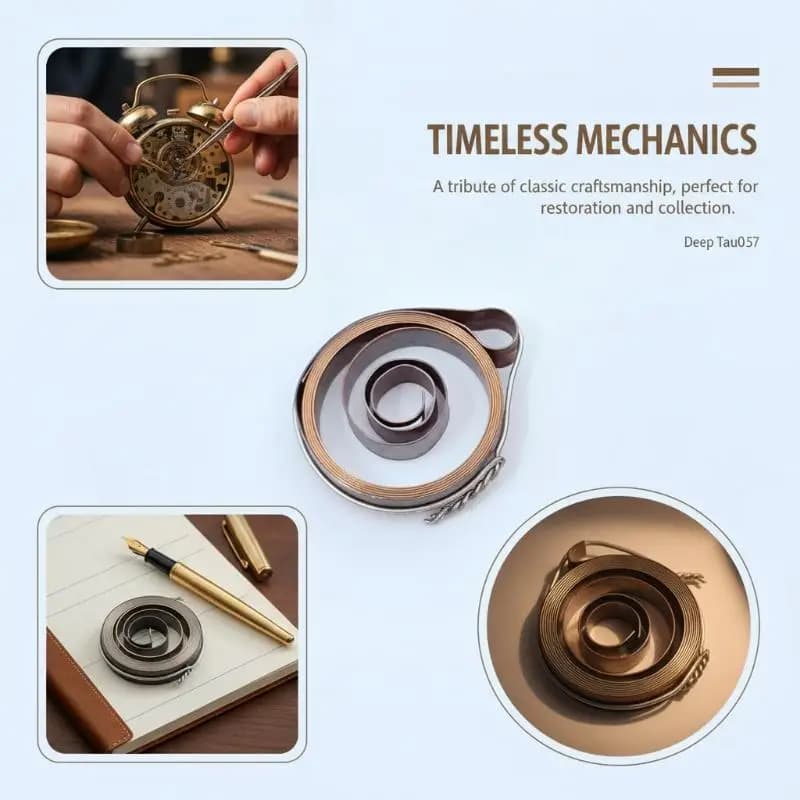 1 Pezzo Molla Metallica Universale per Orologi Meccanici a Carica Manuale Stile Antico, per Orologi da Parete da Tre a Cinque Pollici, Componenti Metallici