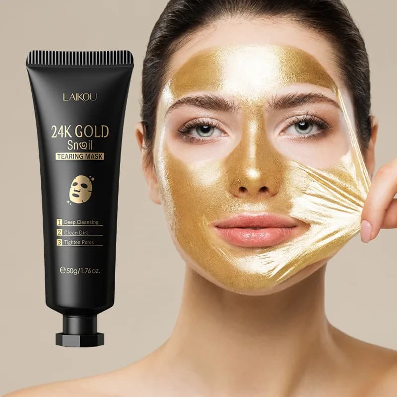 LAIKOU 24K Oro Sakura Peeling Maschera per il viso Antirughe Sbiancamento Rimozione di punti neri Maschera per il viso Strappo Prodotti per la cura della pelle