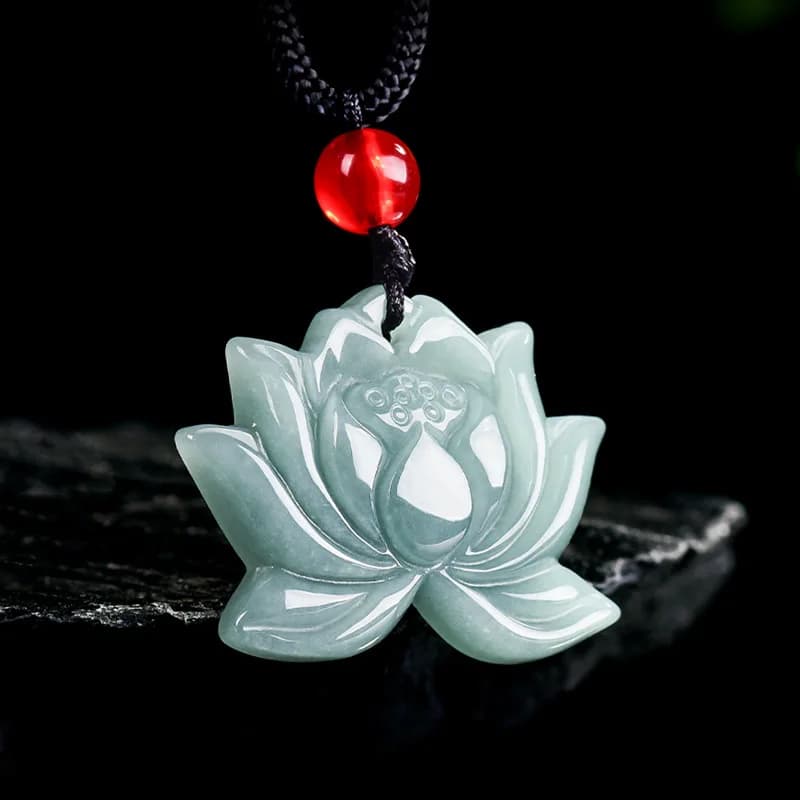 Natural Grade A Jadeite Blue Lotus Flower Pendants with Ice Seeds For Transporting Jewelry With Women's Pendants