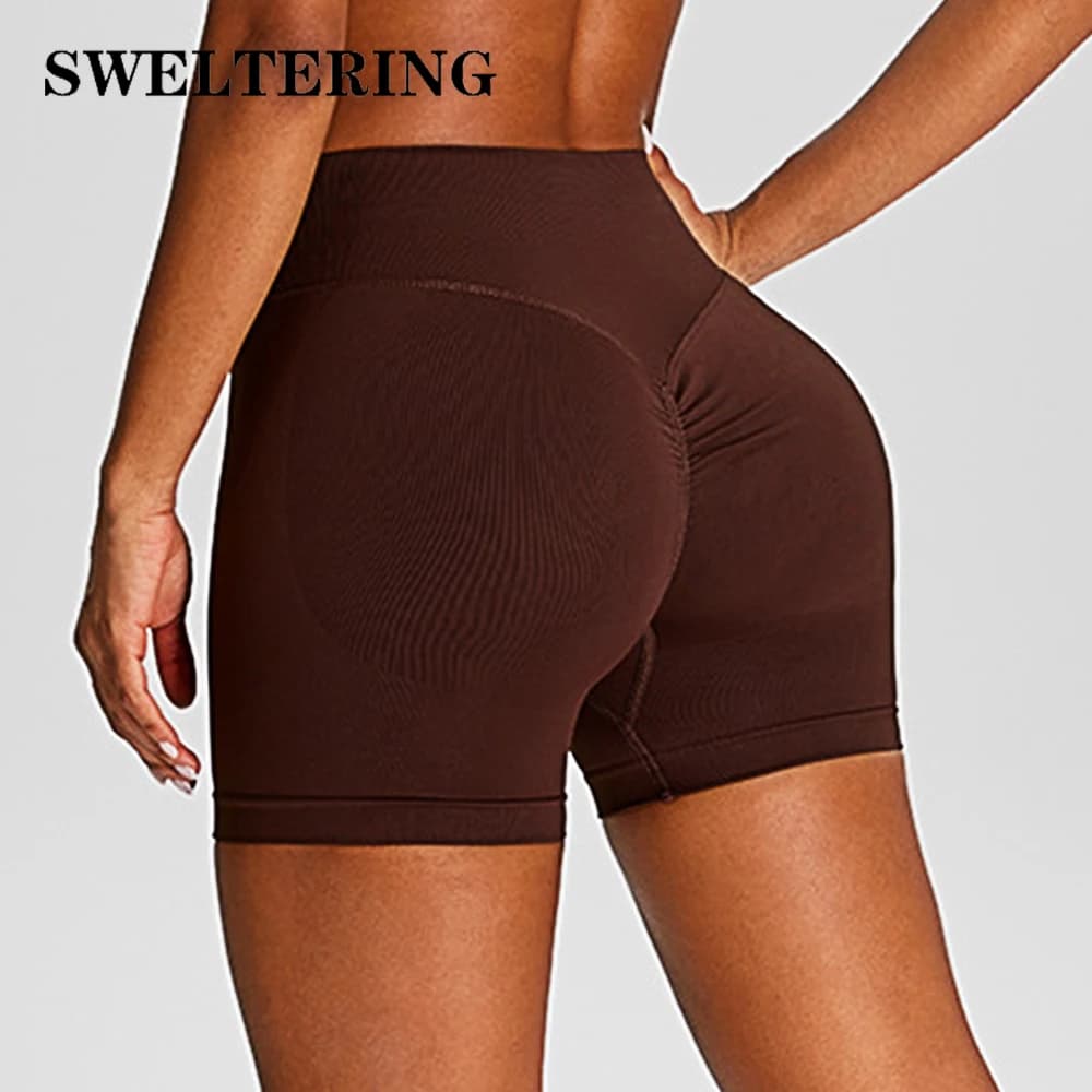 Pantaloncini sportivi senza cuciture a vita alta, casual, per yoga, ciclismo, fitness e corsa, con effetto push-up e lifting dei glutei, da donna.