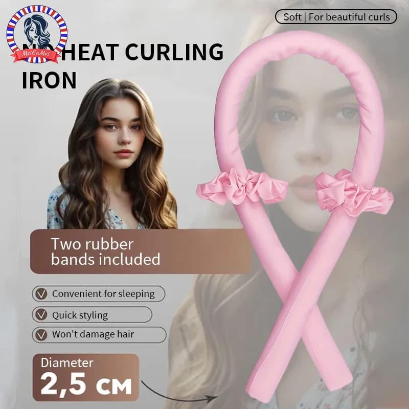 Heat-free curling set - Satin Bigodin, suitable for night curling - Non-hot bigodin with hair band - Gentle and effective hair care
