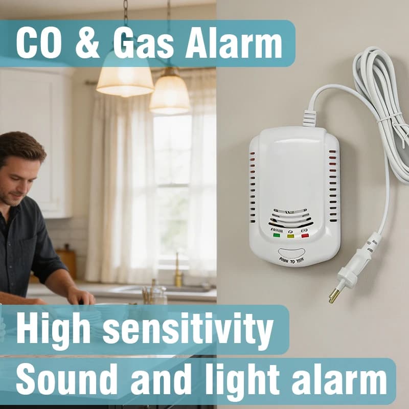 2-in-1 Gas Leak Detector - Carbon Monoxide Detector - Household Kitchen Liquefied Petroleum Gas - Natural Gas - Methane Detector