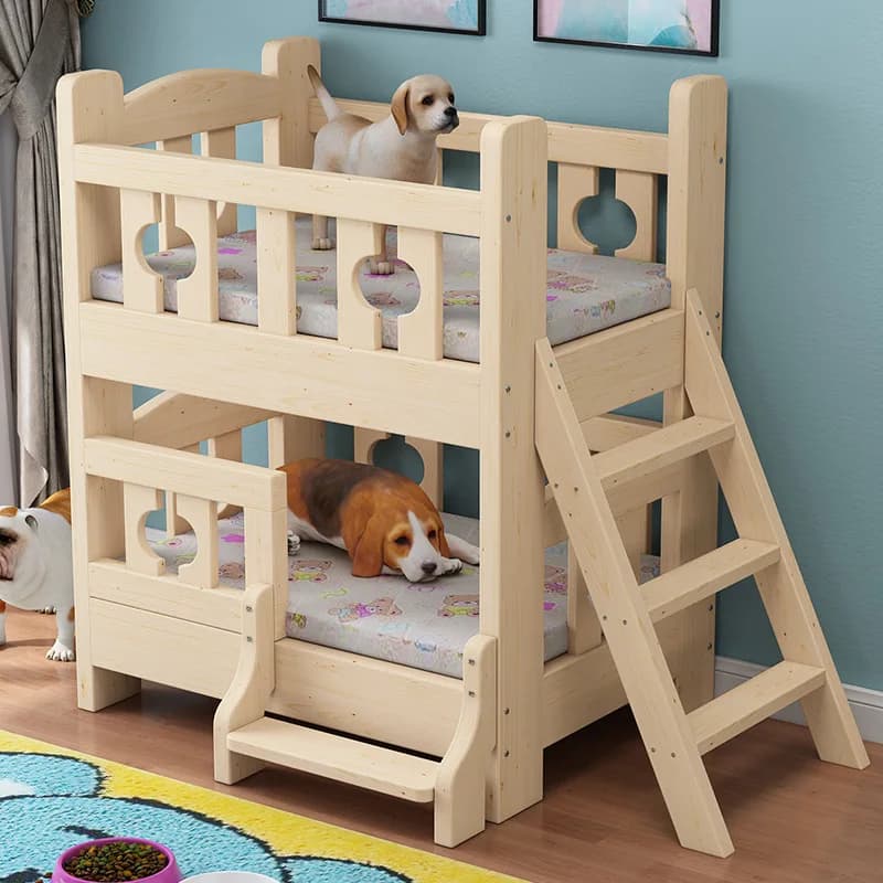 Kennel cat litter double layer dog bed solid wood golden hair pet litter four seasons universal dog pad cat pad dog bedding wood
