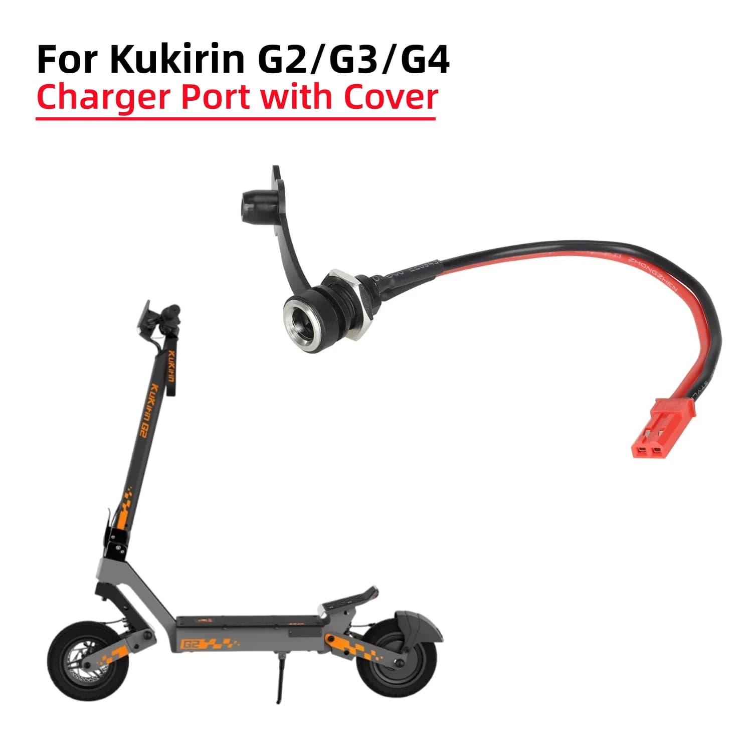 For Kukirin G2 G3 G4 Scooter Charging Cable with Waterproof Cover Kukirin G2 G3 G4 Electric Scooter Charging Port Repair Parts