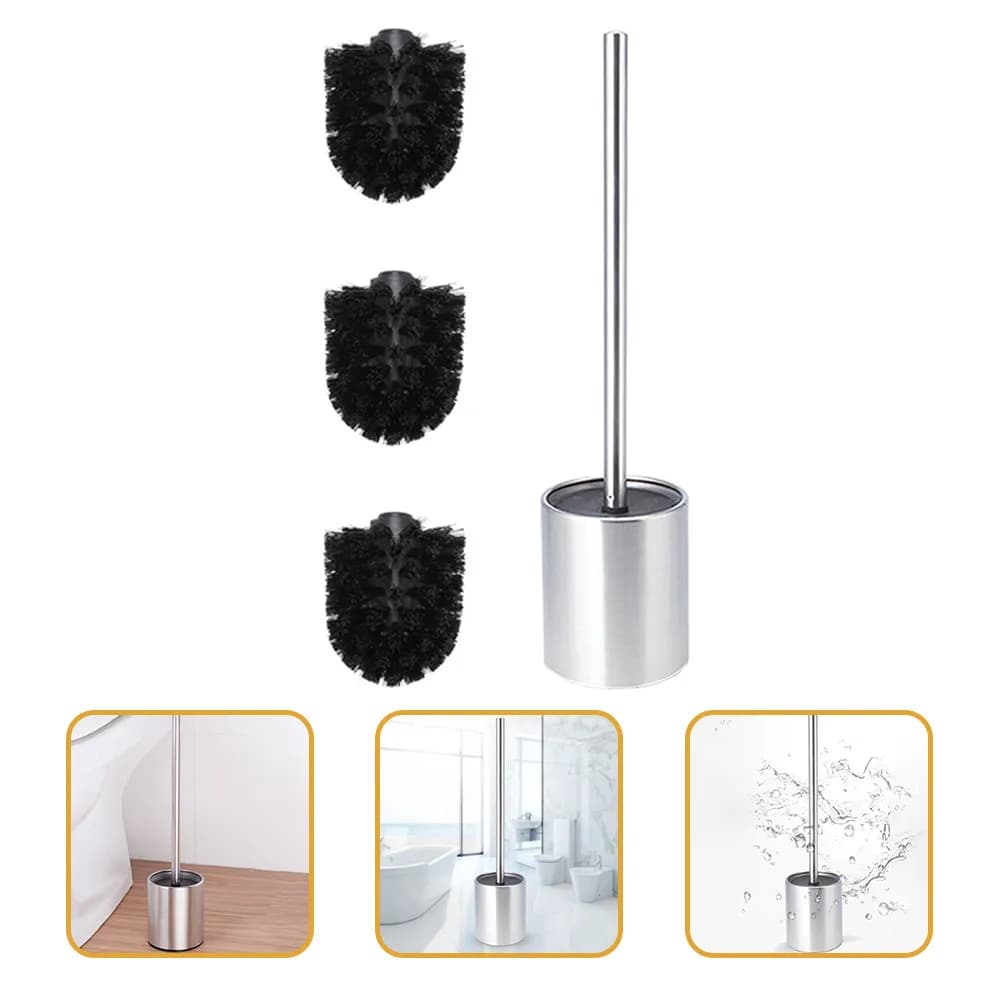 1 set di spazzole per WC con supporto, spazzola per la pulizia del bagno in acciaio inossidabile, manico lungo, strumento per la pulizia del bagno antiscivolo