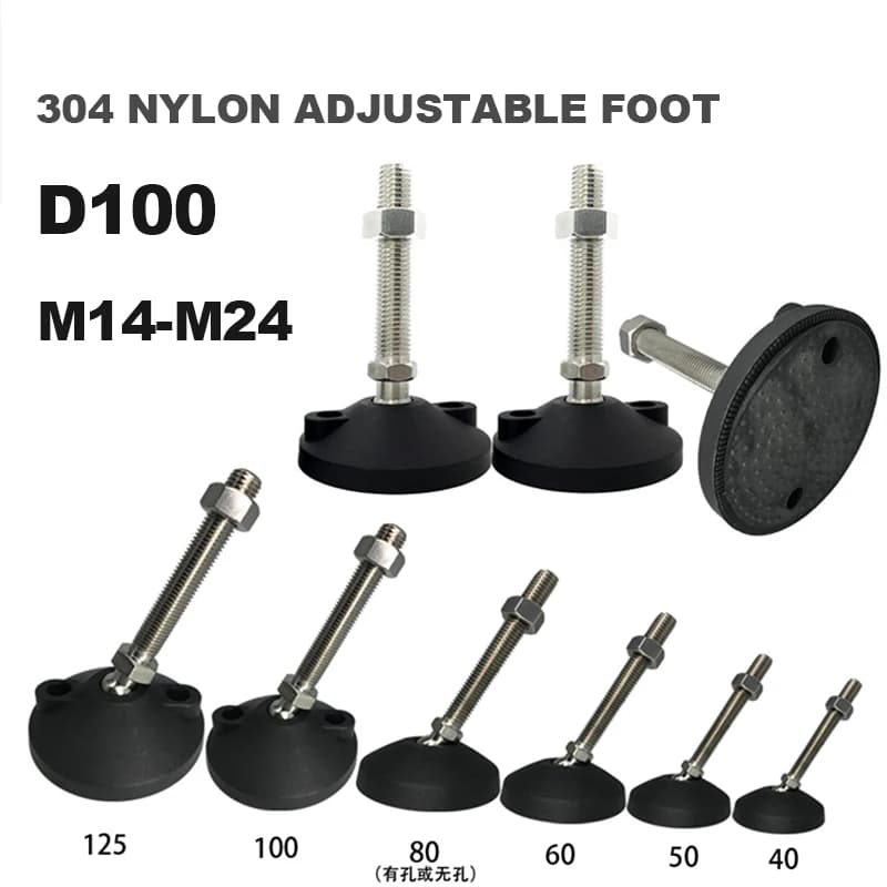 1 Pezzo Piedino Regolabile D100 in Nylon 304 M14 M16 M18 M20 M24, Gambe di Livellamento Articolate, Piedino di Supporto per Mobili e Macchine Utensili