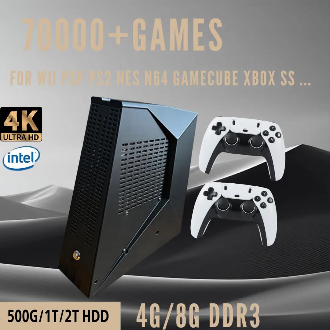 G5 Retro Game Box 70000+Games Win11 Low Latency 60+Emulators for WII PSP PS2 HDMI-Compatible Output with Wireless Dual Gamepad