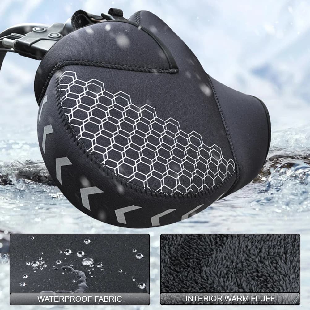 Copri manubrio moto Guanti invernali per parabrezza bici elettrica Antivento Maniglia calda Striscia riflettente ispessita