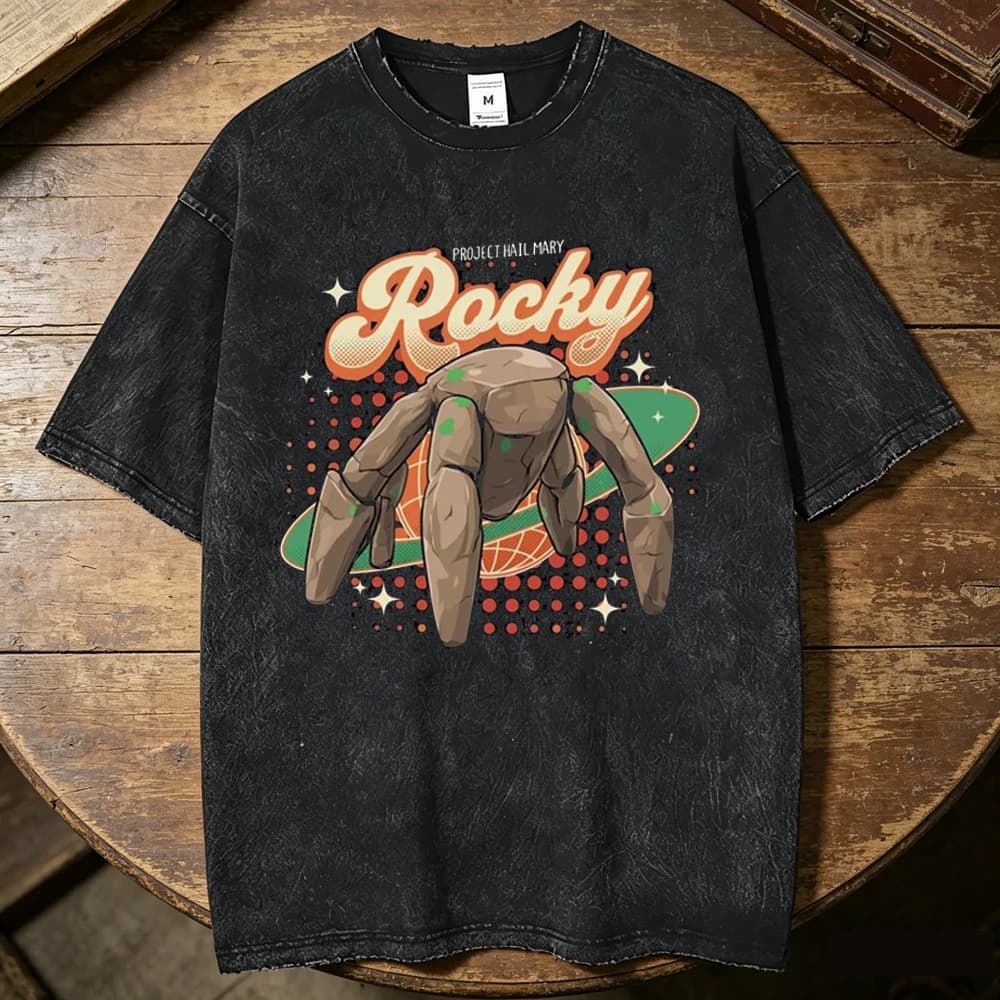Project Hail Mary cotton Vintage Washed shirt men Y2k Pop Culture Psychedelic 80s shirt Trendy Gothic 80s aesthetic streetwear