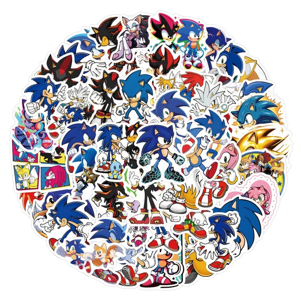 60 Pezzi di Adesivi Graffiti Cartoon di Sonic The Hedgehog per Valigie, Tazze, Cancelleria, Decorazioni per Laptop e Decalcomanie Fai-da-Te.