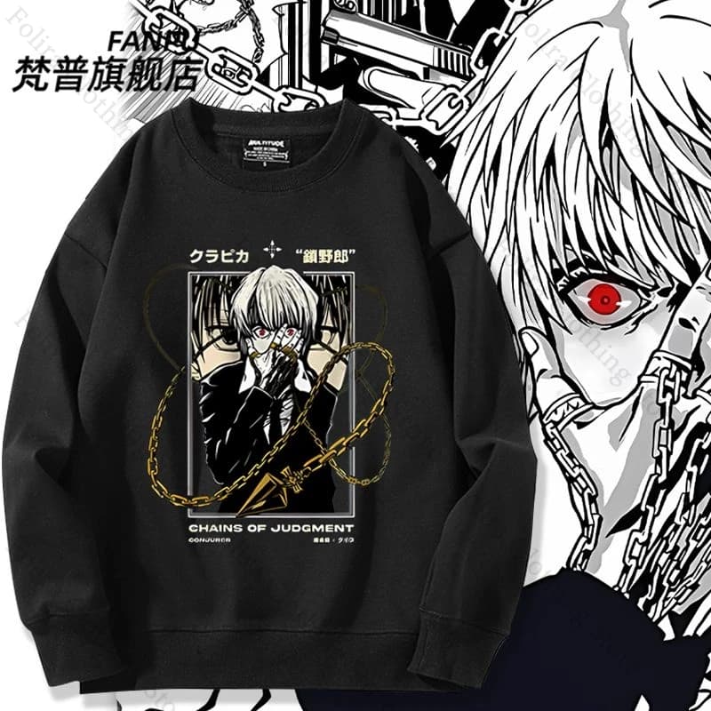 Anime HUNTER×HUNTER Kurapika Series Print Hoodie O-neck Pullover Long Sleeve Tops Men's Hoodies Streetwear Men's Clothes
