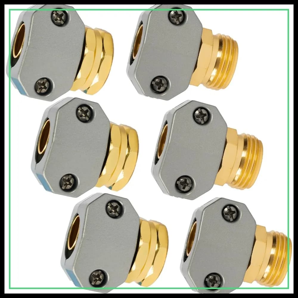 Kit di Riparazione per Tubi da Giardino, 3 Connettori in Alluminio per Tubi da 5/8" e 3/4", Raccordi Maschio e Femmina