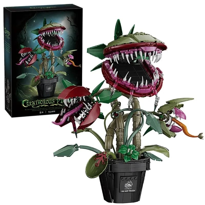 Pianta Carnivora Creativa in Vaso, Fiore Mangia-Uomini, Blocchi da Costruzione, Decorazione per la Casa, Collezione MOC, Mattoncini Giocattolo per Bambini, Regalo