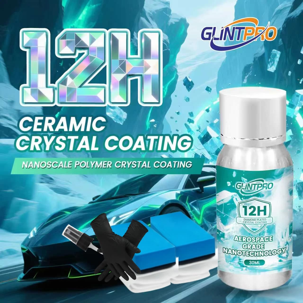 12H + Kit per auto con rivestimento in cristallo ceramico Lucido antigraffio Idrophpobico Rivestimento in cera per auto Smalto per auto Nano Rivestimento (30 ml)