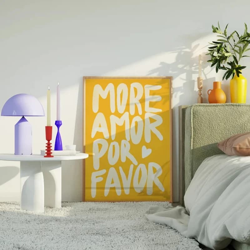 Poster Maximalist More Amor Por Favor Stampa Wall Art Sunshine Modern Eclectic Wall Art Poster Soggiorno Camera da letto Decorazione