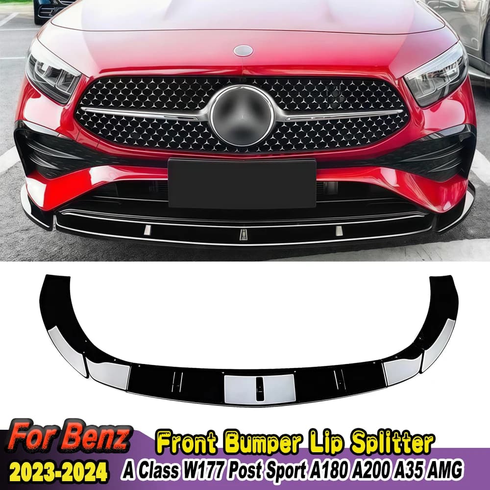 Front Bumper Lip Lower Splitter Diffuser Guard Protector Cover For Mercedes Benz W177 A180 A200 A35 AMG 2023-2024 Body Kit Parts