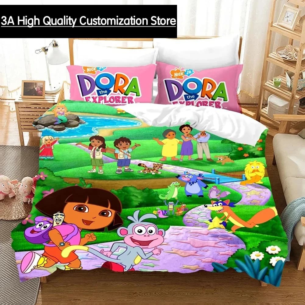 Stampa 3D D-Dora Cartoon Explorer Set biancheria da letto Copripiumino Set letto Copripiumino Federa Trapunte King Queen Size Ragazzi Adulti