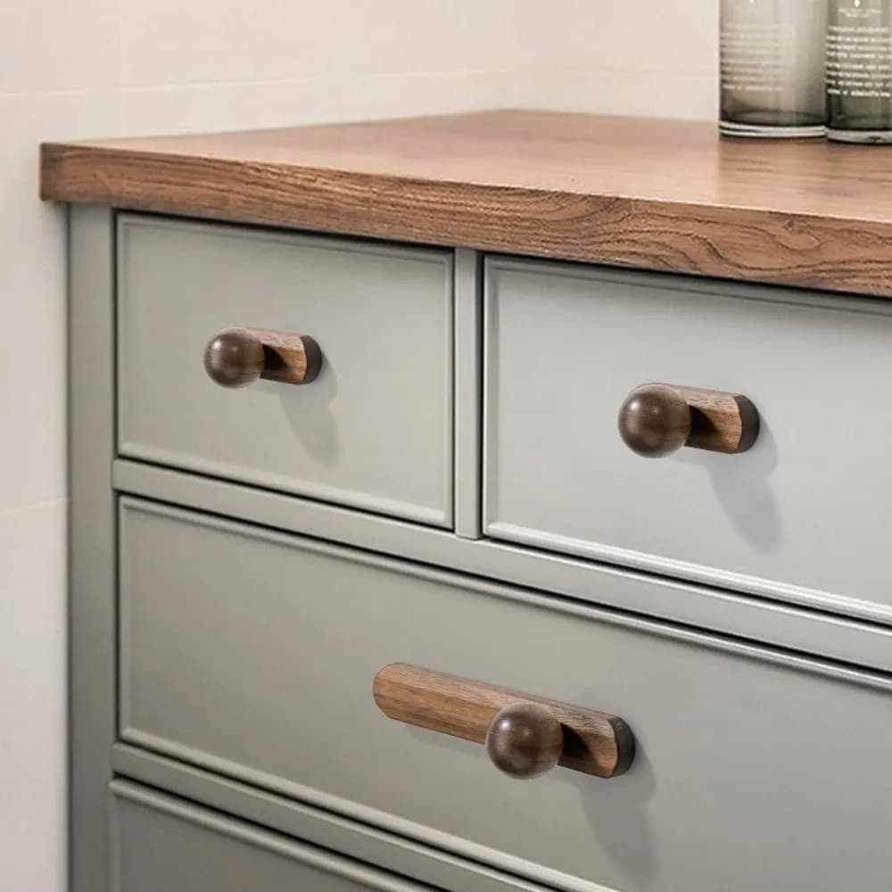 Nuove Maniglie per Mobili in Stile Nordico, Pomelli per Cassetti in Legno di Noce Ecologico, Maniglie Rotonde da 96mm per Porte, Decorazione Casa