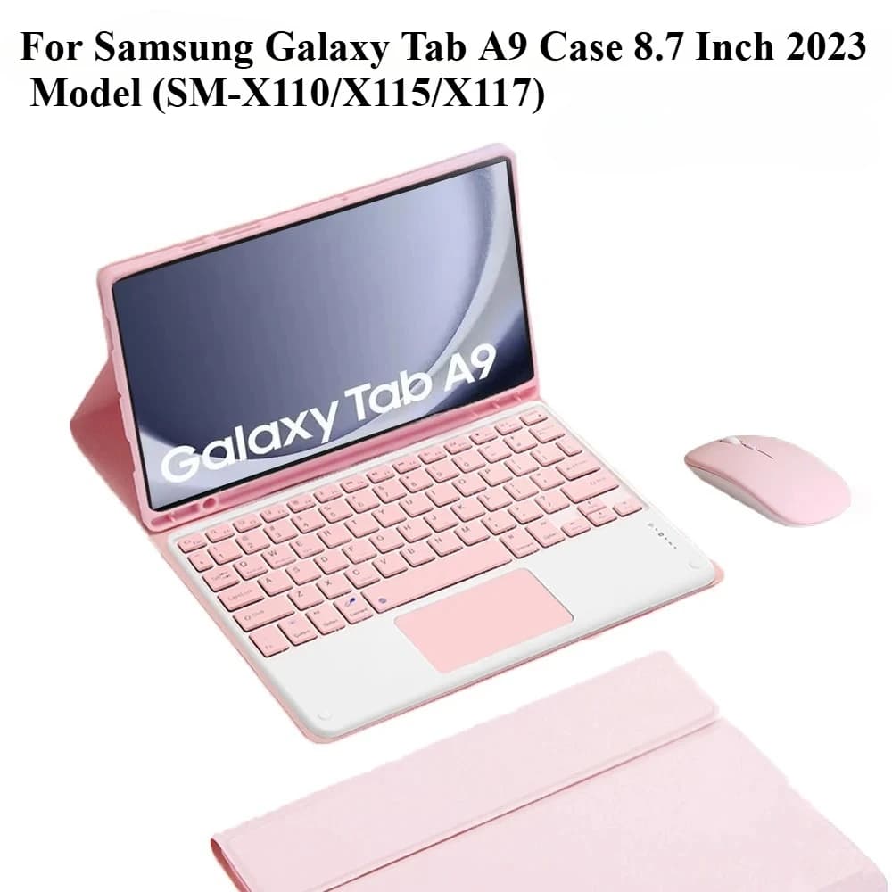 Keyboard Case For Samsung Galaxy Tab A9 8.7 Inch 2023 SM-X110/X115/X117 BT Keyboard With Leather Case For Samsung A9 Tablet 8.7"