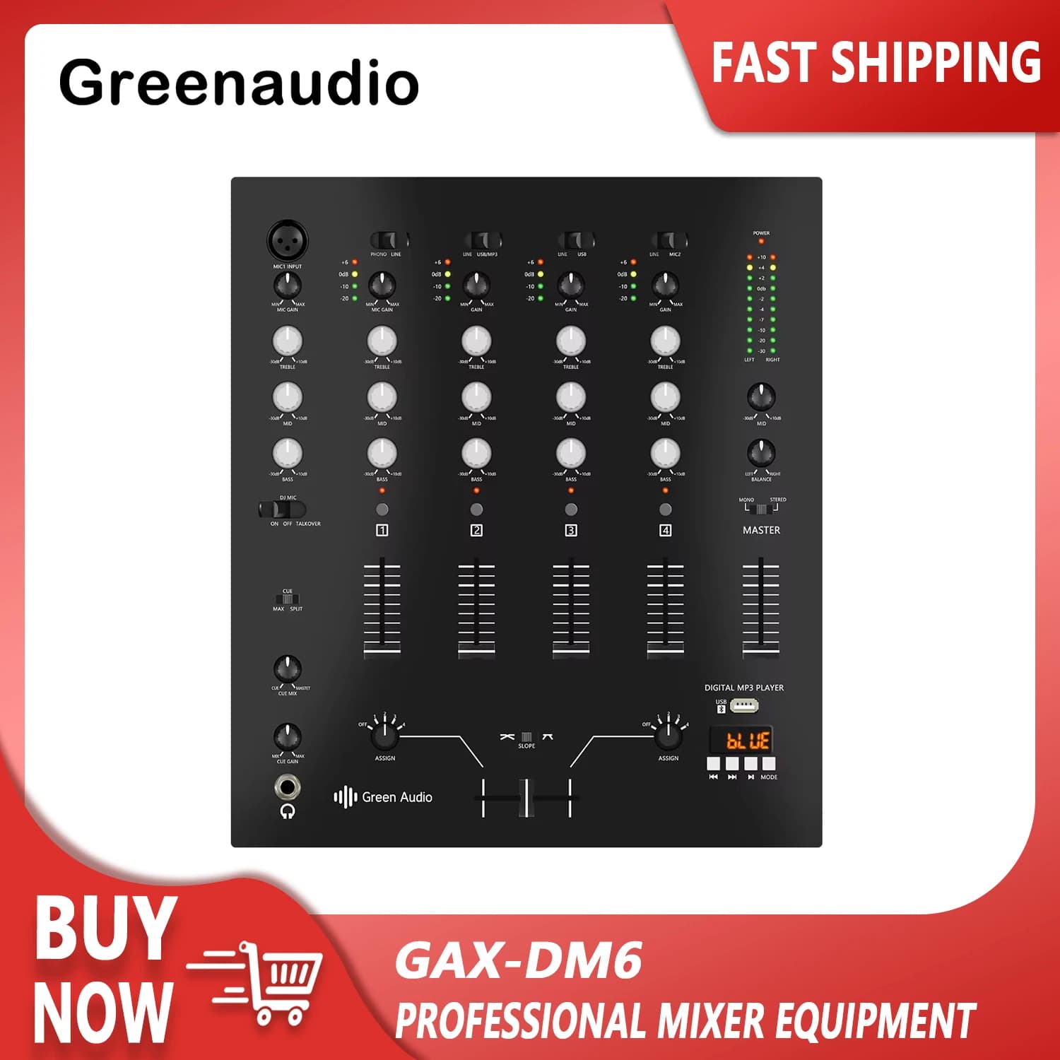 GAX-DM6 Console di missaggio audio digitale a 6 canali Mixer audio karaoke professionale Audio DJ 48V Phantom Power