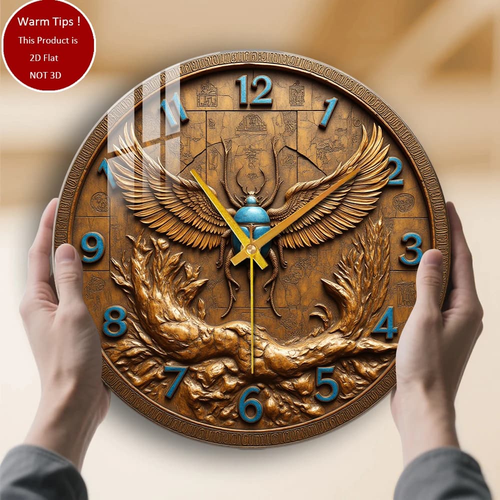 Tempered Glass Wall Clock with winged scarf Design suitable for wall decorations or table display anywhere