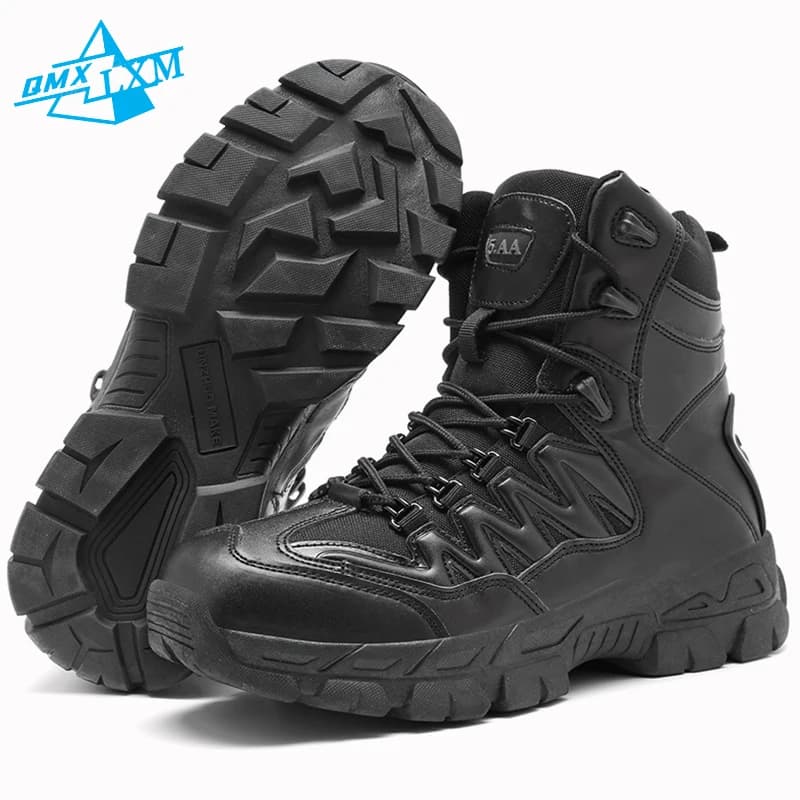 Scarpe da trekking impermeabili LiXingMing Wen di grandi dimensioni fino a 46 # Stivali militari tattici alti da esterno Scarpe da ginnastica maschili antiscivolo da trekking