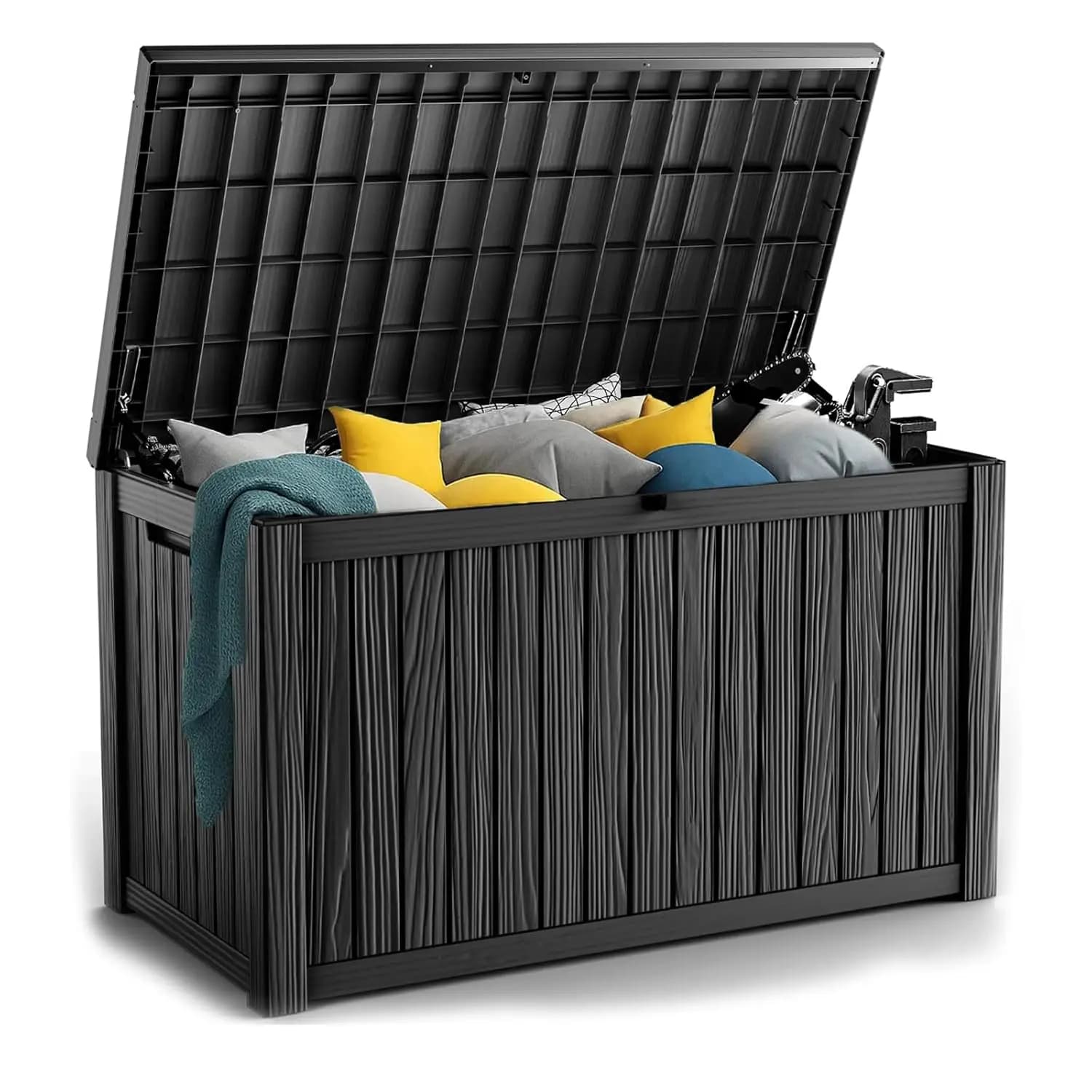 180 Gallon Resin Storage Box with Closure, Waterproof, for Exterior, Garden and Patio, Customizable