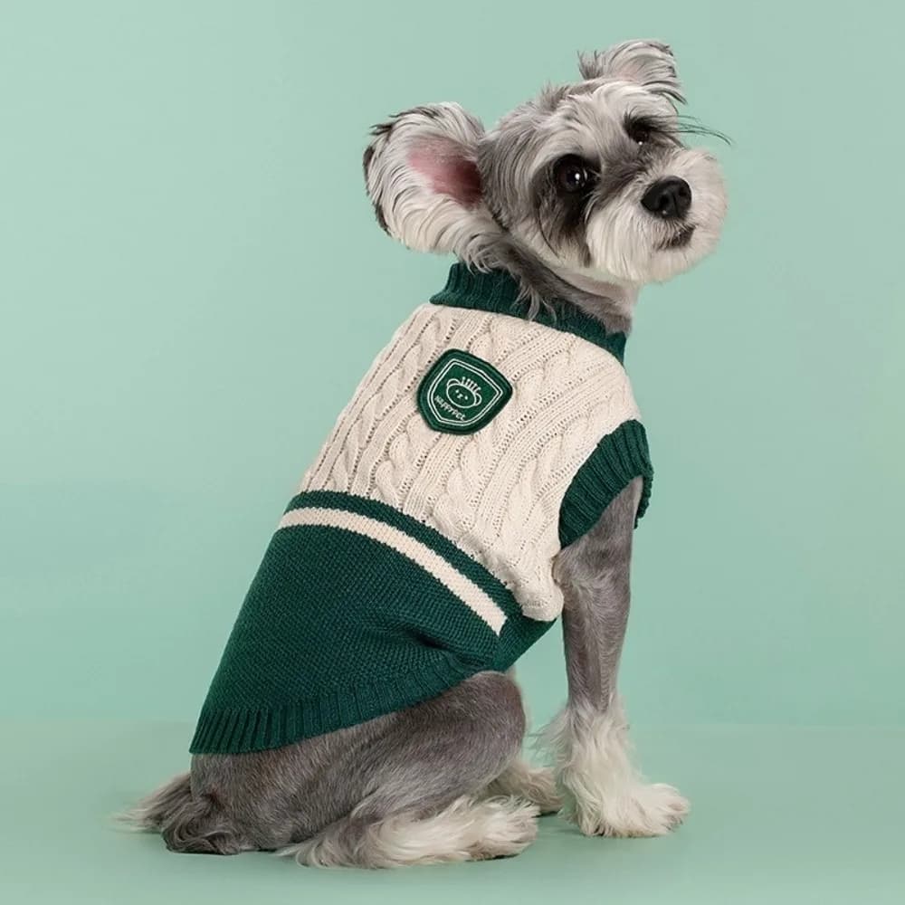 Pet Supplies College Style Pet Knitted Vest Round Neck Breathable Dog Pullover Classical Comfort Dog Hoodie Daily Wear