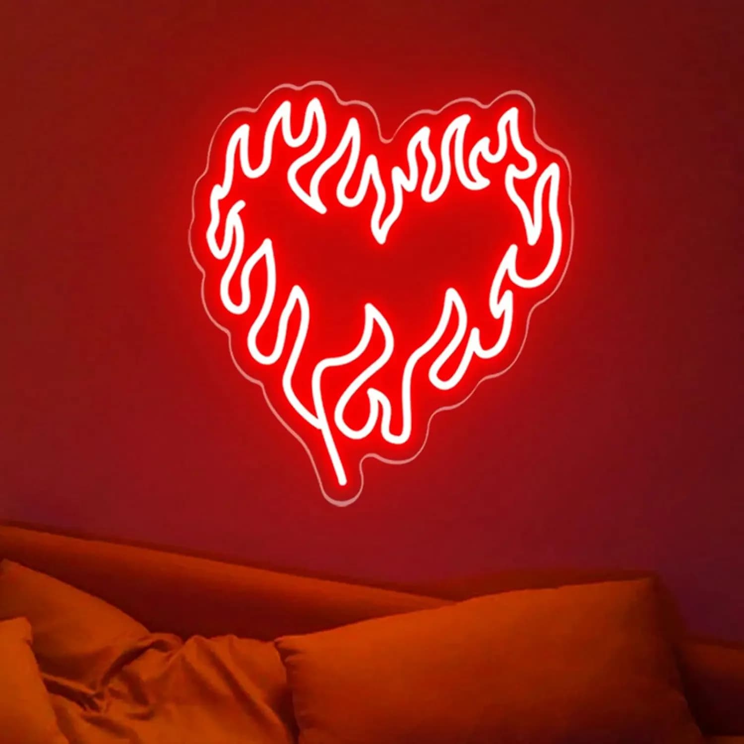 Insegne al Neon a forma di fuoco a forma di cuore insegna al Neon a LED illumina le insegne al Neon decorazione della parete per la camera da letto regalo di compleanno festa di san valentino