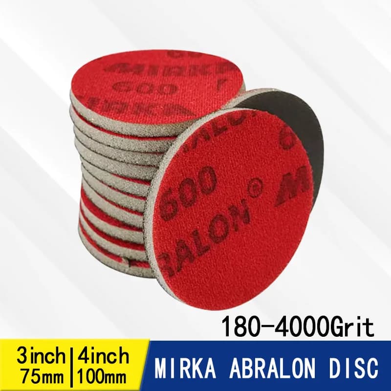 MIRKA Abralon 180/360/500/600/1000/2000/4000 Grana Spugna Sangding Disco Schiuma Gancio e Anello Carta Vetrata 3 Pollici 4 Pollici Lucidatura 75 100