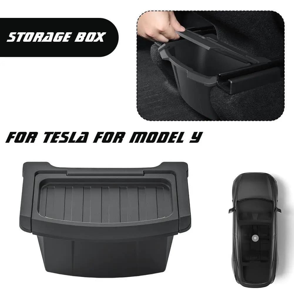For Tesla Model Y Juniper / Launch 2025 Rear Seat Storage Box TPE Under Seats Storage Tray Trash Can Organizer Car Accessories