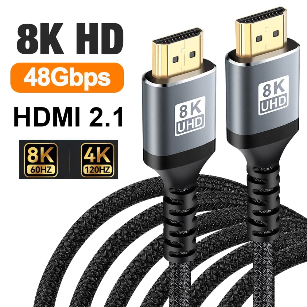 HDMI 2.1 cable from 1/2/3/5/7 Meters, 48Gbps video cable for PS4 PS5 Xbox PC Laptop TV Box Fire Stick HDCP eARC 8K 60HZ 4K 120HZ
