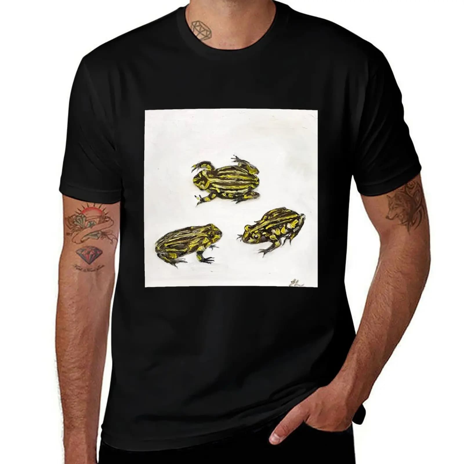 Australian Corroboree Frogs in oil paint T-Shirt Water Resistant Casual T-Shirt
