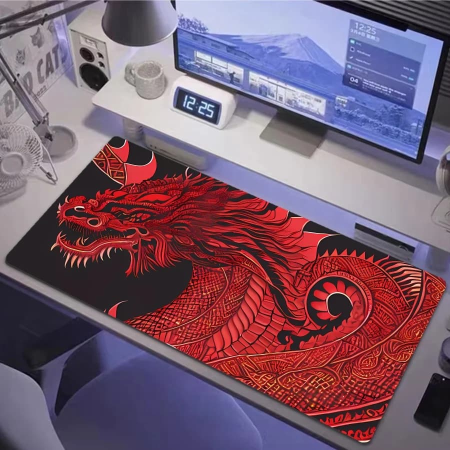 Anime Drago Chinese mouse mat, large desk mat, keyboard mat with rubber base, extended game mat