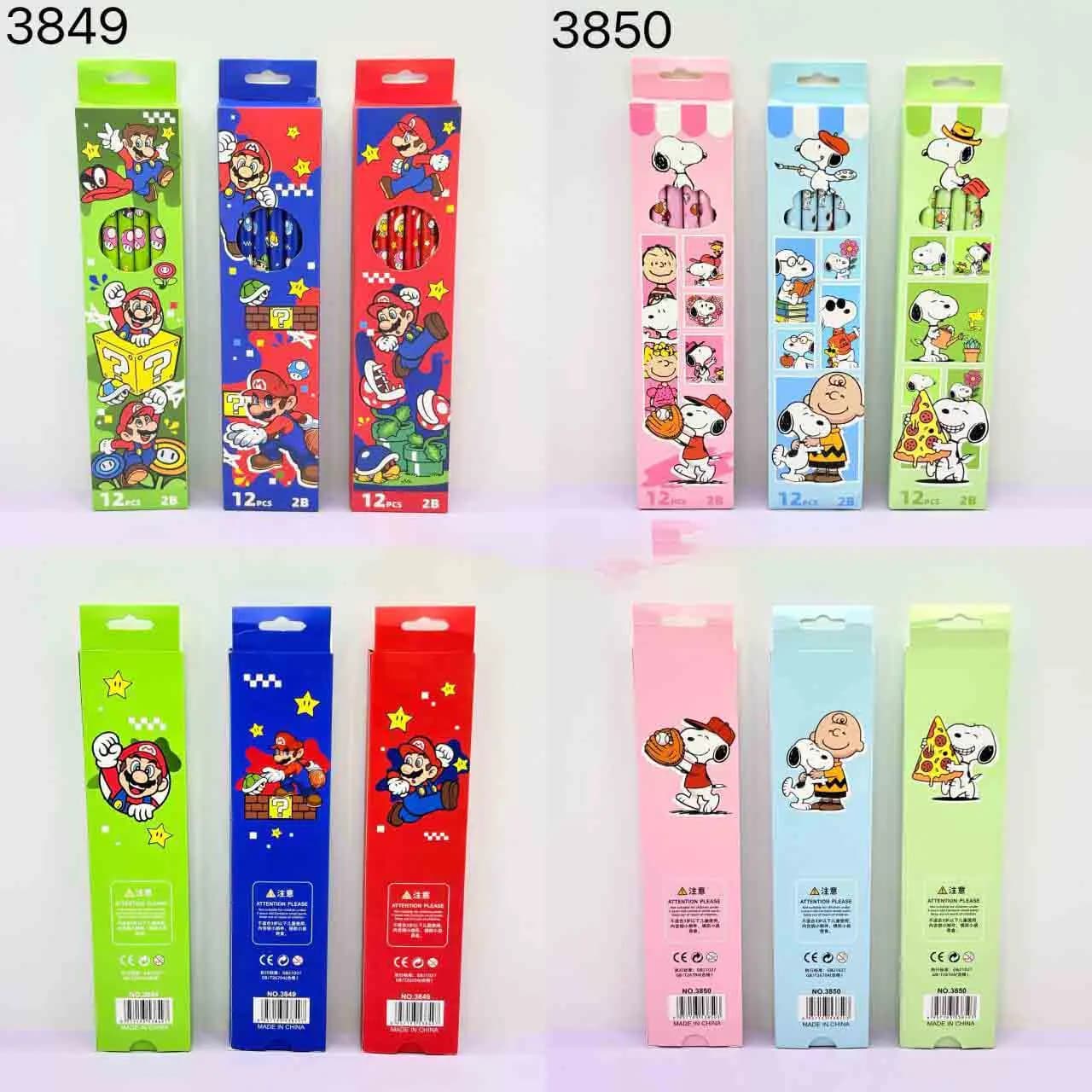 12/48PCS Snoopy pencil cartoon set with rubber pencil sharpener 2B pencil kawaii stationery and study supplies student gifts