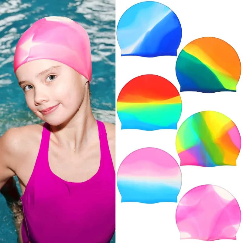 Silicone swim cap for men woman ear protection for long hair swim cap for diving surf diving pool accessories