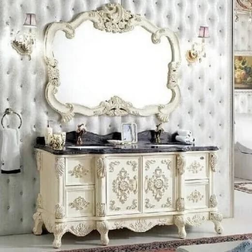 European-style bathroom vanity set with floor-standing oak washbasin and cabinet