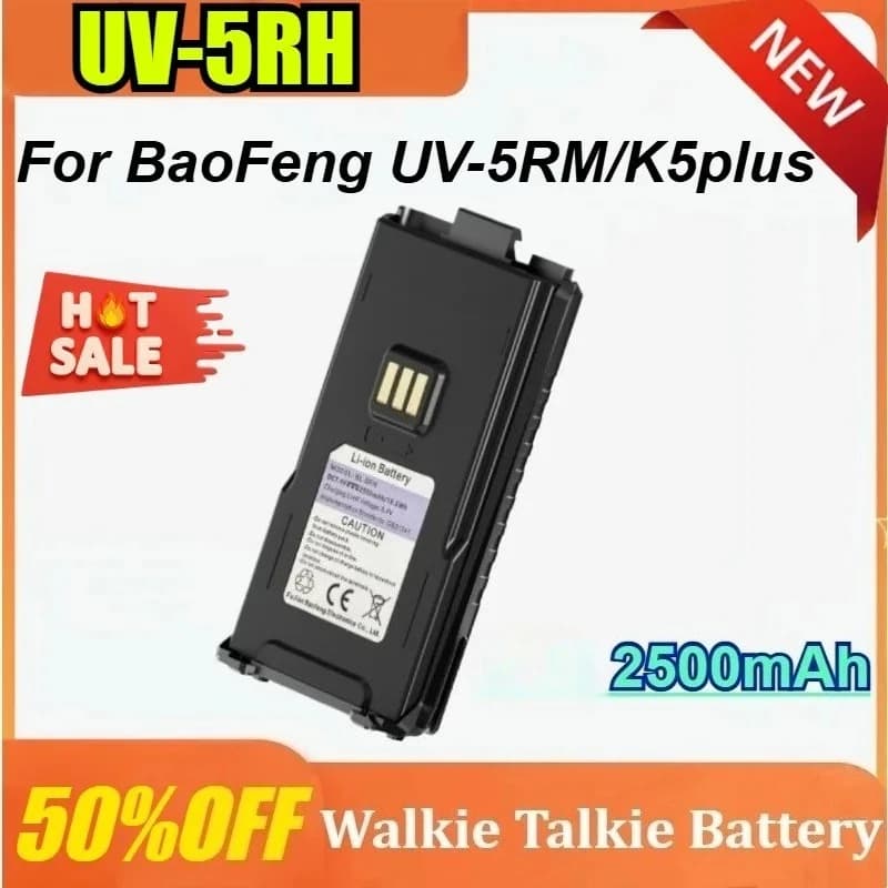 Nuova batteria ricaricabile 8.4V 2500mAh UV-5RH per Baofeng Type-C Ricarica UV-5RM UV-K5 Plus K5 Pro Max Walkie Talkie Batteria