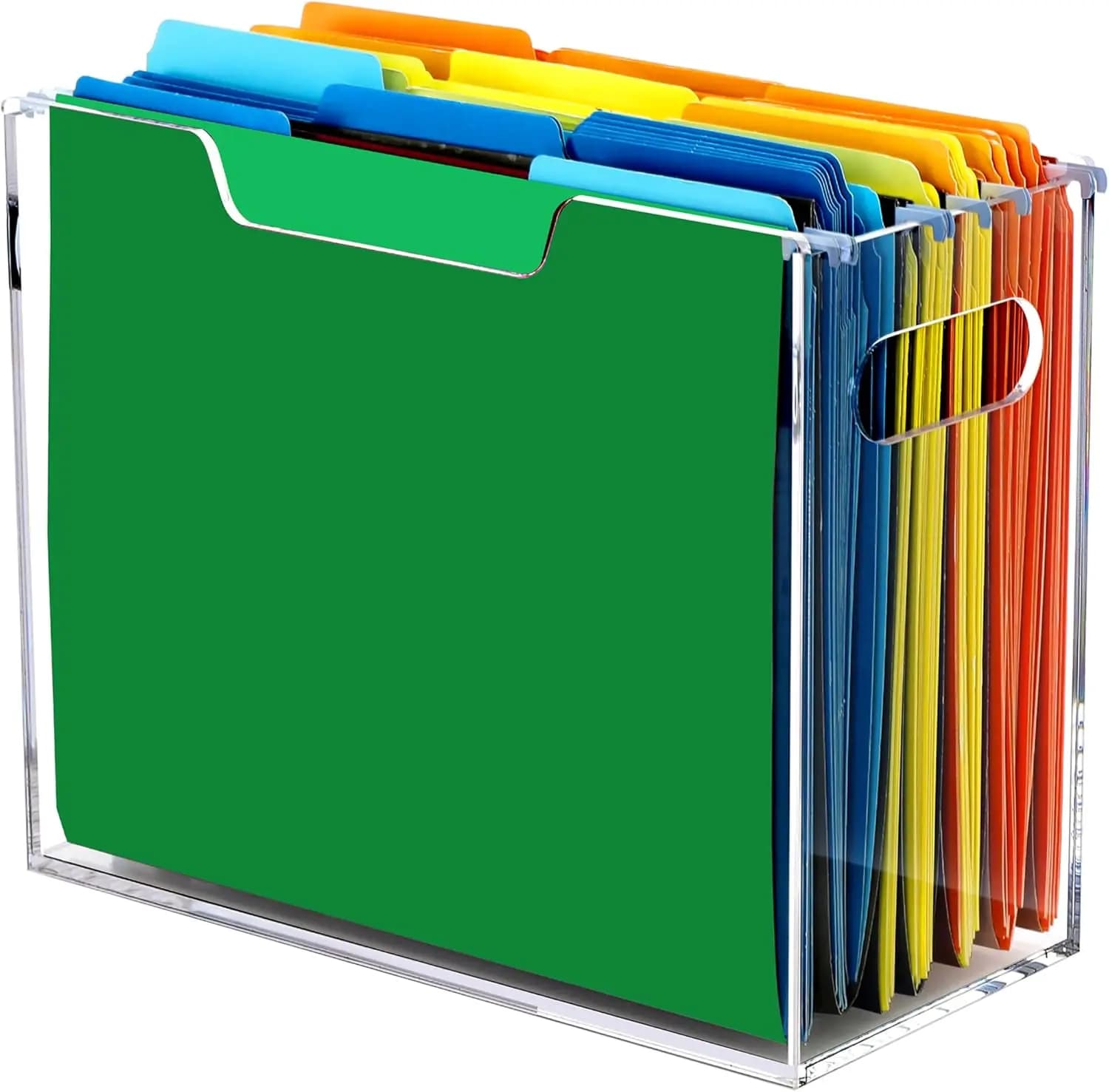Organizzatore per Cartelle in Acrilico Formato Letter, Scatola Portadocumenti Trasparente Portatile con Manici, Portadocumenti da Scrivania per