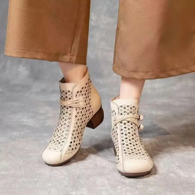 Stivali da donna autunnali Stivaletti da donna vuoti Zip Moda Tacchi alti Traspiranti Scarpe da donna con tacco basso Botines durevoli Para Mujeres
