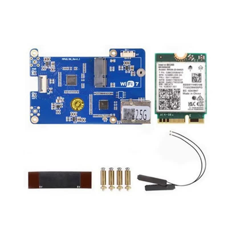 AA08-MPW2.5G For Raspberry Pi 5 Expansion Board PCIE To Wifi7 2.5G ETH With Wifi Module RTL8125 M.2 Ekey Interface For RPI 5